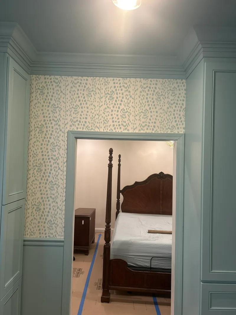 Beautiful Brunschwig & Fils wallpaper in a luxury Anderson remodel.